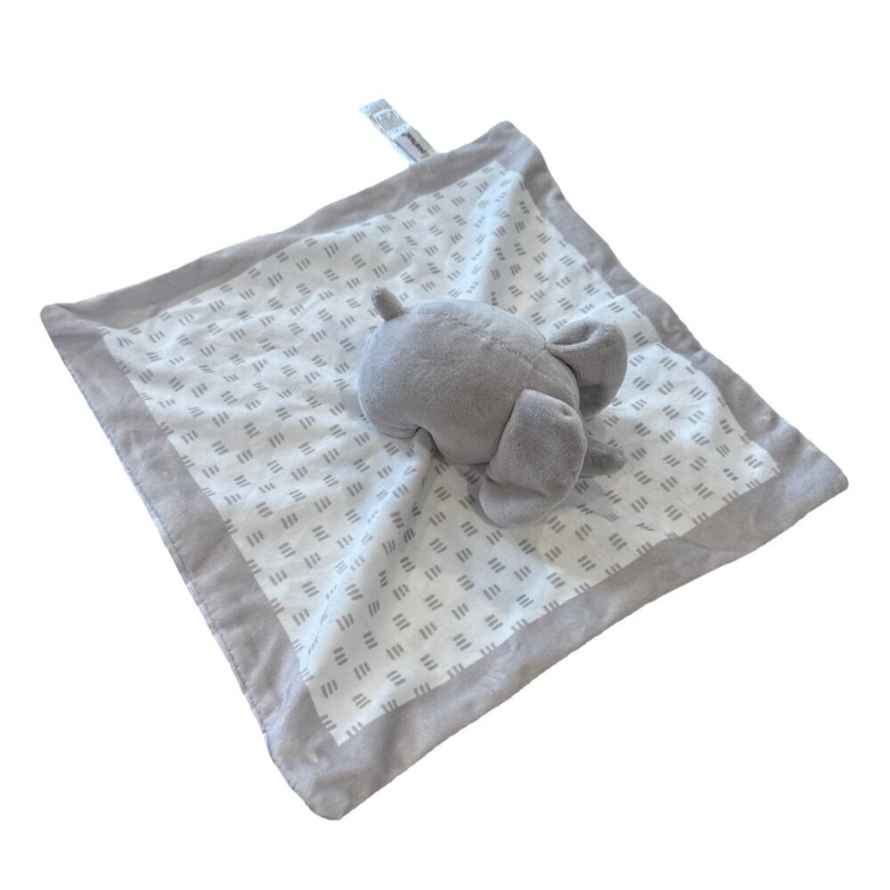 Pearhead Elephant Baby Lovey Plush Gray White Stripe 13 Inch Security Blanket